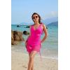 imageBlooming Jelly Women One Piece Swim Dress Tummy Control Swimsuits Slimming Mesh Sheer Sarong Wraps Bathing SuitHot Pink