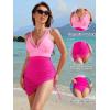 imageBlooming Jelly Women One Piece Swim Dress Tummy Control Swimsuits Slimming Mesh Sheer Sarong Wraps Bathing SuitPinkHot Pink