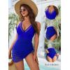 imageBlooming Jelly Women One Piece Swim Dress Tummy Control Swimsuits Slimming Mesh Sheer Sarong Wraps Bathing SuitRoyal Blue