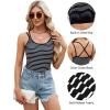 imageBlooming Jelly Women Ribbed Tank Tops with Built in Shelf Bras Sleeveless Camisole Tops Summer Cami 2025Black Striped