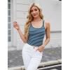 imageBlooming Jelly Women Ribbed Tank Tops with Built in Shelf Bras Sleeveless Camisole Tops Summer Cami 2025Cyan Striped