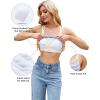 imageBlooming Jelly Women Ribbed Tank Tops with Built in Shelf Bras Sleeveless Camisole Tops Summer Cami 2025Navy Blue Striped