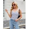 imageBlooming Jelly Women Ribbed Tank Tops with Built in Shelf Bras Sleeveless Camisole Tops Summer Cami 2025Navy Blue Striped
