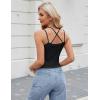 imageBlooming Jelly Women Ribbed Tank Tops with Built in Shelf Bras Sleeveless Camisole Tops Summer Cami 2025Solid Black