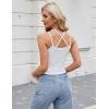 imageBlooming Jelly Women Ribbed Tank Tops with Built in Shelf Bras Sleeveless Camisole Tops Summer Cami 2025Solid White