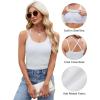 imageBlooming Jelly Women Ribbed Tank Tops with Built in Shelf Bras Sleeveless Camisole Tops Summer Cami 2025Solid White