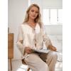 imageBlooming Jelly Women Silk Pajamas Set 2 Piece Satin PJ Sets Long Sleeve with Tie Lounge SleepwearApricot