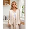 imageBlooming Jelly Women Silk Pajamas Set 2 Piece Satin PJ Sets Long Sleeve with Tie Lounge SleepwearApricot