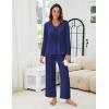 imageBlooming Jelly Women Silk Pajamas Set 2 Piece Satin PJ Sets Long Sleeve with Tie Lounge SleepwearDeep Blue