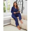 imageBlooming Jelly Women Silk Pajamas Set 2 Piece Satin PJ Sets Long Sleeve with Tie Lounge SleepwearDeep Blue