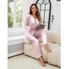 imageBlooming Jelly Women Silk Pajamas Set 2 Piece Satin PJ Sets Long Sleeve with Tie Lounge SleepwearPink