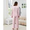 imageBlooming Jelly Women Silk Pajamas Set 2 Piece Satin PJ Sets Long Sleeve with Tie Lounge SleepwearPink