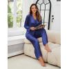 imageBlooming Jelly Women Silk Pajamas Set 2 Piece Satin PJ Sets Long Sleeve with Tie Lounge SleepwearXLarge Deep Blue