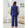 imageBlooming Jelly Women Silk Pajamas Set 2 Piece Satin PJ Sets Long Sleeve with Tie Lounge SleepwearXLarge Deep Blue