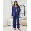 imageBlooming Jelly Women Silk Pajamas Set 2 Piece Satin PJ Sets Long Sleeve with Tie Lounge SleepwearXLarge Deep Blue