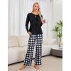 imageBlooming Jelly Womens 2 Piece Pajama Sets Bow Knot Lounge Sets Outfits Soft Pj Sets Pockets Plaid Pants and Peplum topBlack