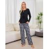 imageBlooming Jelly Womens 2 Piece Pajama Sets Bow Knot Lounge Sets Outfits Soft Pj Sets Pockets Plaid Pants and Peplum topBlack