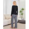imageBlooming Jelly Womens 2 Piece Pajama Sets Bow Knot Lounge Sets Outfits Soft Pj Sets Pockets Plaid Pants and Peplum topBlack