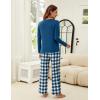 imageBlooming Jelly Womens 2 Piece Pajama Sets Bow Knot Lounge Sets Outfits Soft Pj Sets Pockets Plaid Pants and Peplum topDark Blue