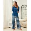 imageBlooming Jelly Womens 2 Piece Pajama Sets Bow Knot Lounge Sets Outfits Soft Pj Sets Pockets Plaid Pants and Peplum topDark Blue