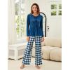 imageBlooming Jelly Womens 2 Piece Pajama Sets Bow Knot Lounge Sets Outfits Soft Pj Sets Pockets Plaid Pants and Peplum topDark Blue
