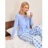 imageBlooming Jelly Womens 2 Piece Pajama Sets Bow Knot Lounge Sets Outfits Soft Pj Sets Pockets Plaid Pants and Peplum topLight Blue