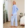 imageBlooming Jelly Womens 2 Piece Pajama Sets Bow Knot Lounge Sets Outfits Soft Pj Sets Pockets Plaid Pants and Peplum topLight Blue