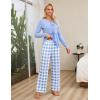 imageBlooming Jelly Womens 2 Piece Pajama Sets Bow Knot Lounge Sets Outfits Soft Pj Sets Pockets Plaid Pants and Peplum topLight Blue