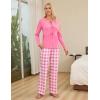 imageBlooming Jelly Womens 2 Piece Pajama Sets Bow Knot Lounge Sets Outfits Soft Pj Sets Pockets Plaid Pants and Peplum topPink