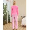 imageBlooming Jelly Womens 2 Piece Pajama Sets Bow Knot Lounge Sets Outfits Soft Pj Sets Pockets Plaid Pants and Peplum topPink