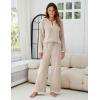 imageBlooming Jelly Womens 2 Piece Pajama Sets Fall Ribbed Color Block Lounge Set Fleece Long Sleeve Pj Sleepwear PocketsApricot