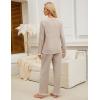 imageBlooming Jelly Womens 2 Piece Pajama Sets Fall Ribbed Color Block Lounge Set Fleece Long Sleeve Pj Sleepwear PocketsApricot
