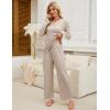 imageBlooming Jelly Womens 2 Piece Pajama Sets Fall Ribbed Color Block Lounge Set Fleece Long Sleeve Pj Sleepwear PocketsApricot