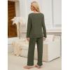 imageBlooming Jelly Womens 2 Piece Pajama Sets Fall Ribbed Color Block Lounge Set Fleece Long Sleeve Pj Sleepwear PocketsArmy Green