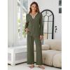 imageBlooming Jelly Womens 2 Piece Pajama Sets Fall Ribbed Color Block Lounge Set Fleece Long Sleeve Pj Sleepwear PocketsArmy Green