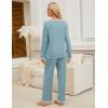 imageBlooming Jelly Womens 2 Piece Pajama Sets Fall Ribbed Color Block Lounge Set Fleece Long Sleeve Pj Sleepwear PocketsLight Blue