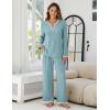 imageBlooming Jelly Womens 2 Piece Pajama Sets Fall Ribbed Color Block Lounge Set Fleece Long Sleeve Pj Sleepwear PocketsLight Blue