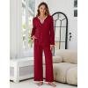 imageBlooming Jelly Womens 2 Piece Pajama Sets Fall Ribbed Color Block Lounge Set Fleece Long Sleeve Pj Sleepwear PocketsRed