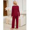 imageBlooming Jelly Womens 2 Piece Pajama Sets Fall Ribbed Color Block Lounge Set Fleece Long Sleeve Pj Sleepwear PocketsRed