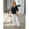imageBlooming Jelly Womens 34 Length Sleeve Tops Dressy Casual Business Blouses Ruffle V Neck Summer Work ShirtsBlack