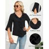 imageBlooming Jelly Womens 34 Length Sleeve Tops Dressy Casual Business Blouses Ruffle V Neck Summer Work ShirtsBlack
