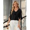 imageBlooming Jelly Womens 34 Length Sleeve Tops Dressy Casual Business Blouses Ruffle V Neck Summer Work ShirtsBlack