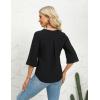 imageBlooming Jelly Womens 34 Length Sleeve Tops Dressy Casual Business Blouses Ruffle V Neck Summer Work ShirtsBlack
