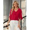 imageBlooming Jelly Womens 34 Length Sleeve Tops Dressy Casual Business Blouses Ruffle V Neck Summer Work ShirtsRed