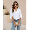 imageBlooming Jelly Womens 34 Length Sleeve Tops Dressy Casual Business Blouses Ruffle V Neck Summer Work ShirtsWhite