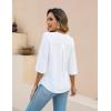imageBlooming Jelly Womens 34 Length Sleeve Tops Dressy Casual Business Blouses Ruffle V Neck Summer Work ShirtsWhite