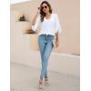 imageBlooming Jelly Womens 34 Length Sleeve Tops Dressy Casual Business Blouses Ruffle V Neck Summer Work ShirtsWhite
