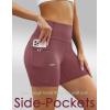 imageBlooming Jelly Womens 5quot Biker Shorts High Waisted Compression Tummy Control Gym Athletic Workout Shorts with PocketsWine Red