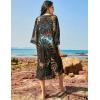 imageBlooming Jelly Womens Bathing Suit Cover Up 34 Sleeve Mesh Swimsuit Coverup Long Floral Beach Lace Kimono Summer CardiganBlack