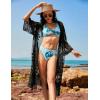 imageBlooming Jelly Womens Bathing Suit Cover Up 34 Sleeve Mesh Swimsuit Coverup Long Floral Beach Lace Kimono Summer CardiganBlack